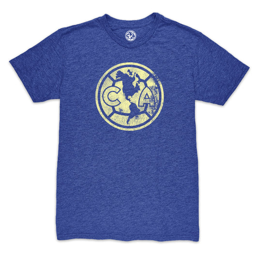 Club América Mono Badge Vintage Twisted Triblend Slub Playera - Royal